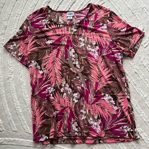 Jaclyn Smith | Tropical Print Short Sleeve Blouse